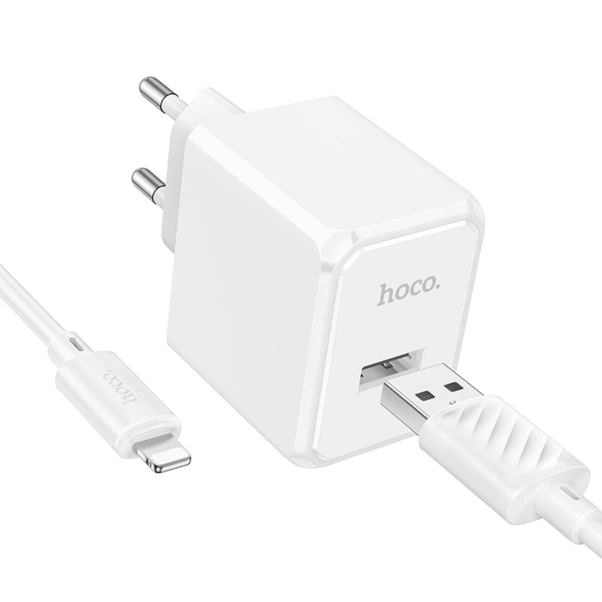 Зарядний пристрій з кабелем Hoco CS11A Ocean Single Port Charger Set 2,1A USB to Lightning White (6942007603577) Зарядний пристрій з кабелем Hoco CS11A Ocean Single Port Charger Set 2,1A USB to Lightning White (6942007603577)