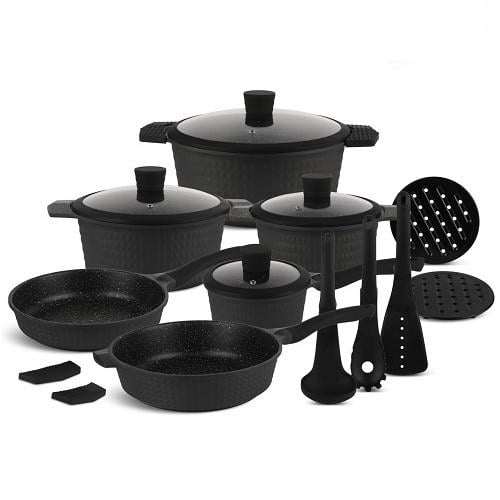 Набір посуду Edenberg EB-5645 з тришаровим мармуровим покриттям та турбоіндукційним дном 17 пр.