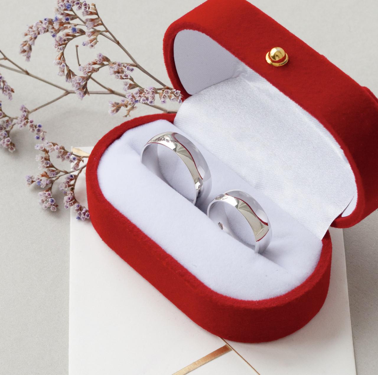 Обручка срібна класичний гладкий дизайн 2 шт.