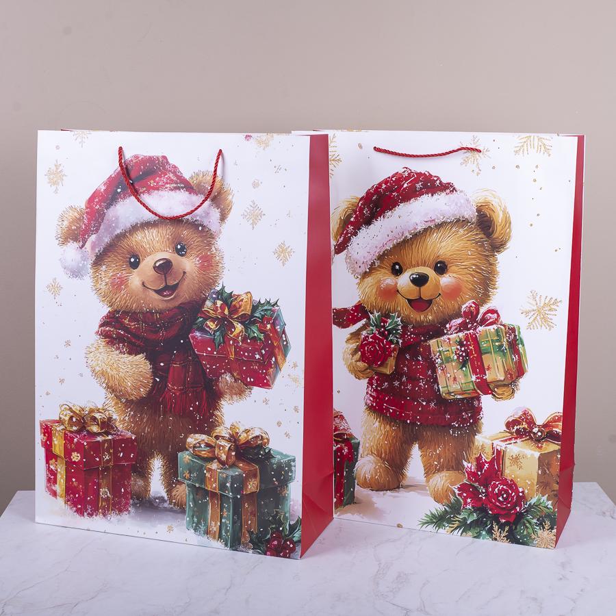 Подарочный пакет Рождественский мишка XL 55x40x15 см (4993-6)