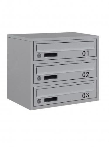 Почтовый ящик Галиндустрия E2-03-B многосекционный на 3 квартиры металлический Серый (132-119-000004768)