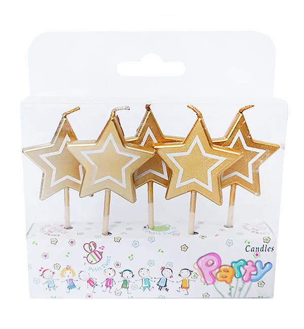 Свечи для торта Stars набор 5 шт. 5 см Золотой Свечи для торта Stars набор 5 шт. 5 см Золотой