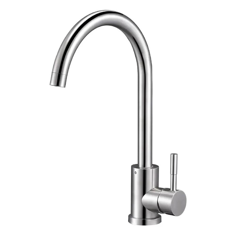 Змішувач для кухні мийки Solone EZA4-D090 з високим виливом одноважільний Нержавіюча сталь (320346)