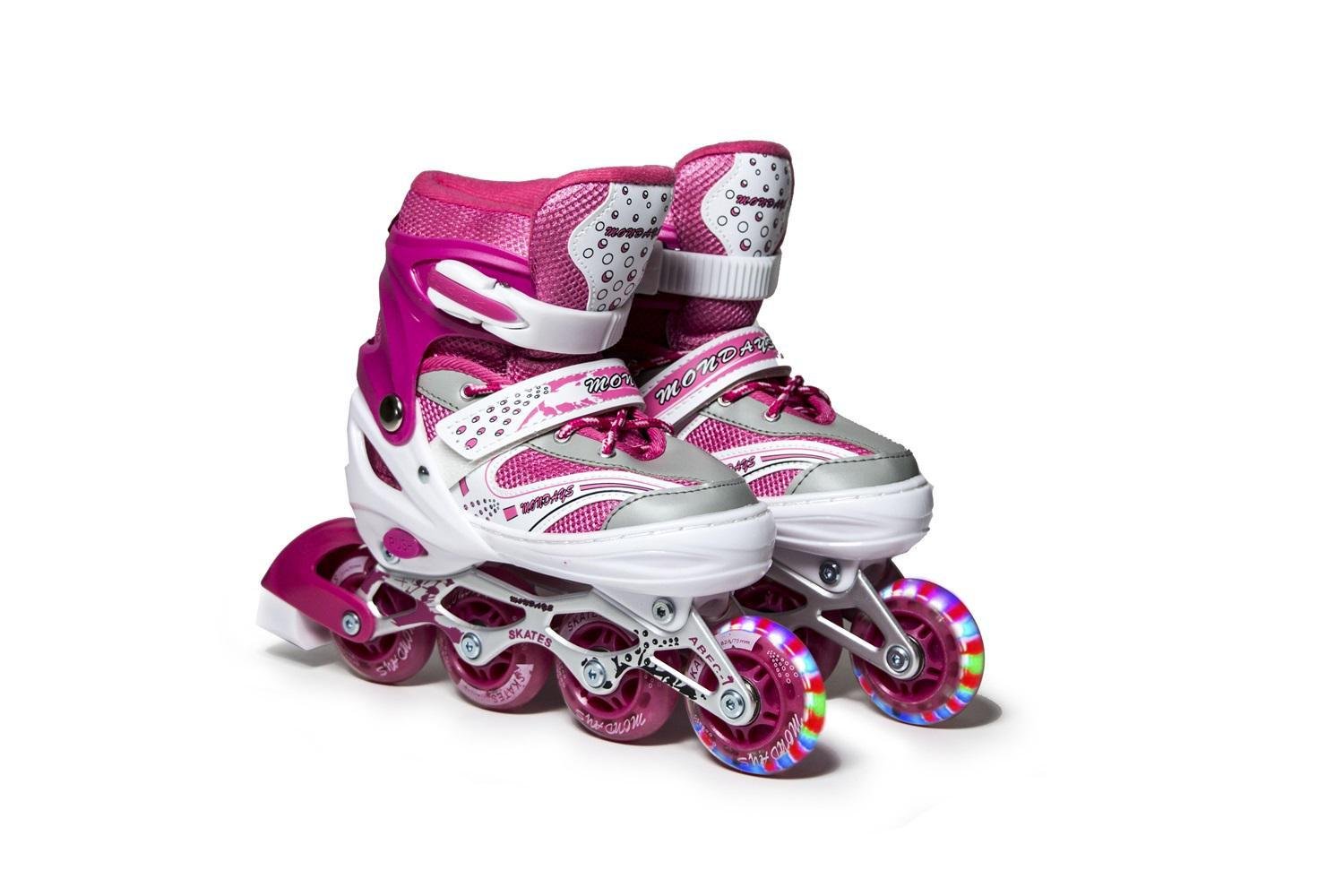 Роликовые коньки Happy Mondays колеса со светом PU 23,5-27 см р. 38-42 Pink (21658521) - фото 1