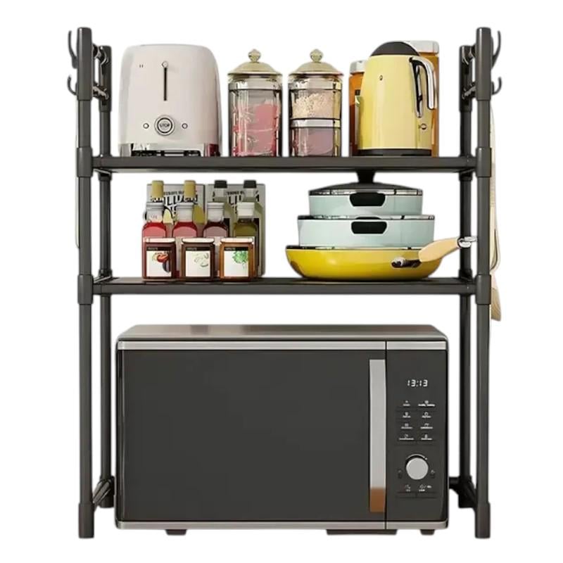 Стеллаж для микроволновки 3-ярусный с крючками 72х59х33 см - фото 2 Стеллаж для микроволновки 3-ярусный с крючками 72х59х33 см - фото 2