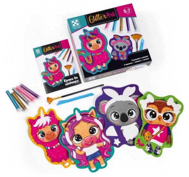 Набір для творчості Vladi Toys glitter art Блискучі звірята укр vt4501-11