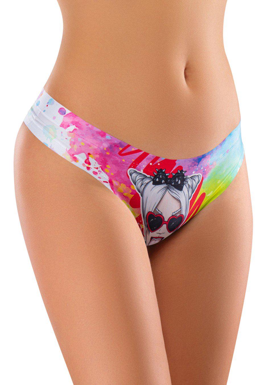 Трусики женские Mememe стринг с ярким принтом S Разноцветный (83407-59345-80)