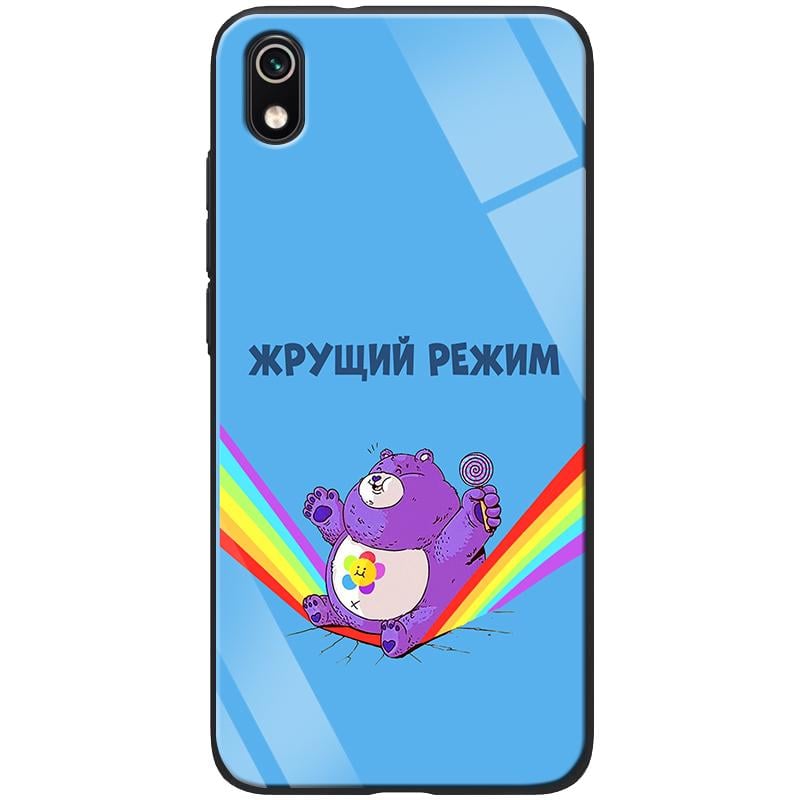 TPU + Glass чохол ForFun для Xiaomi Redmi 7A жеруть режим/Синій - фото 2