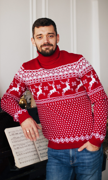 Светр-гольф новорічний чоловічий Вишиваночка S Червоний (2091) Светр-гольф новорічний чоловічий Вишиваночка S Червоний (2091)