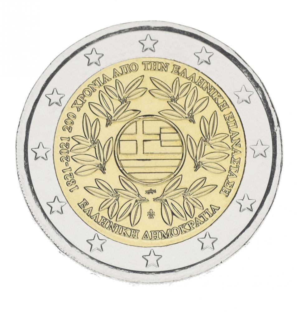 Коллекционная монета Греция 2 евро 2021 Биметалл UNC 200-летие Греческой революции