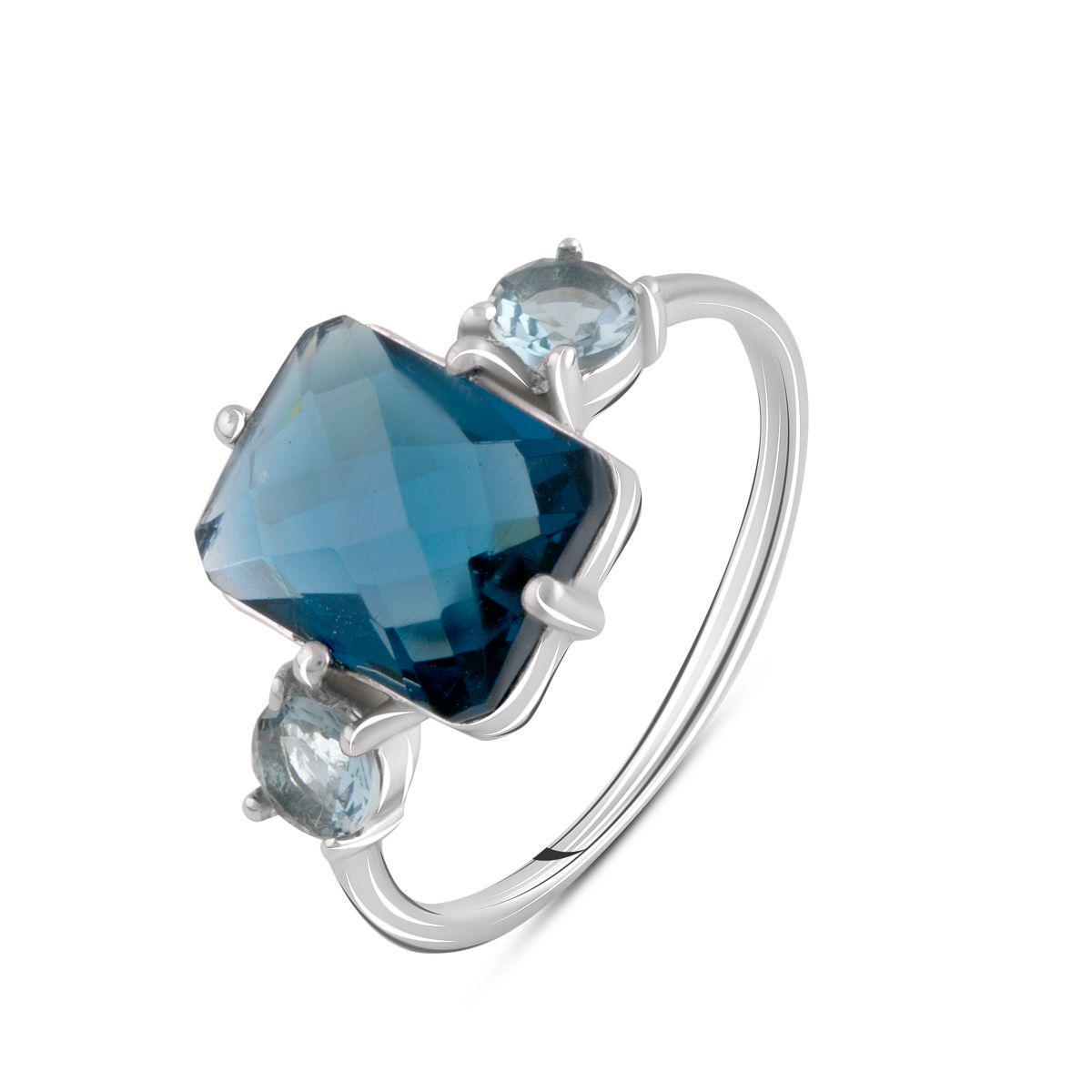 Кольцо серебряное Tiva с топазом Лондон Блю 3,042 ct 2,43 г р. 17,5 (2091936)