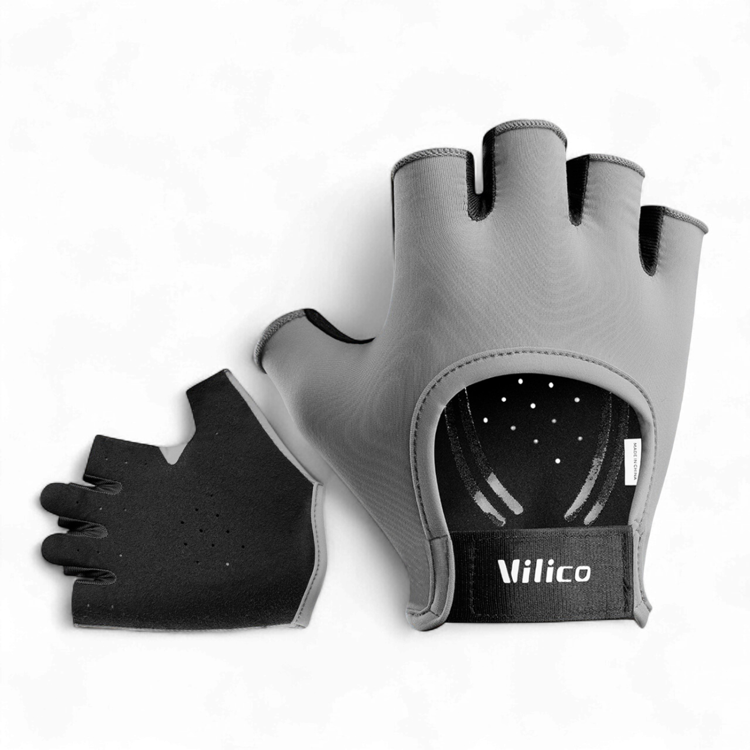 Рукавички для спорту без пальців Univerza захисні нековзкі дихаючі Сірий