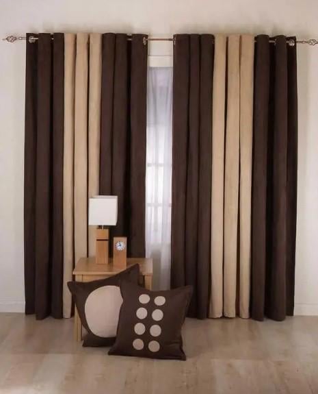 Шторы на люверсах микровелюр 1,5х2,7 м 2 шт. Коричневый/Бежевый (7034ш3)