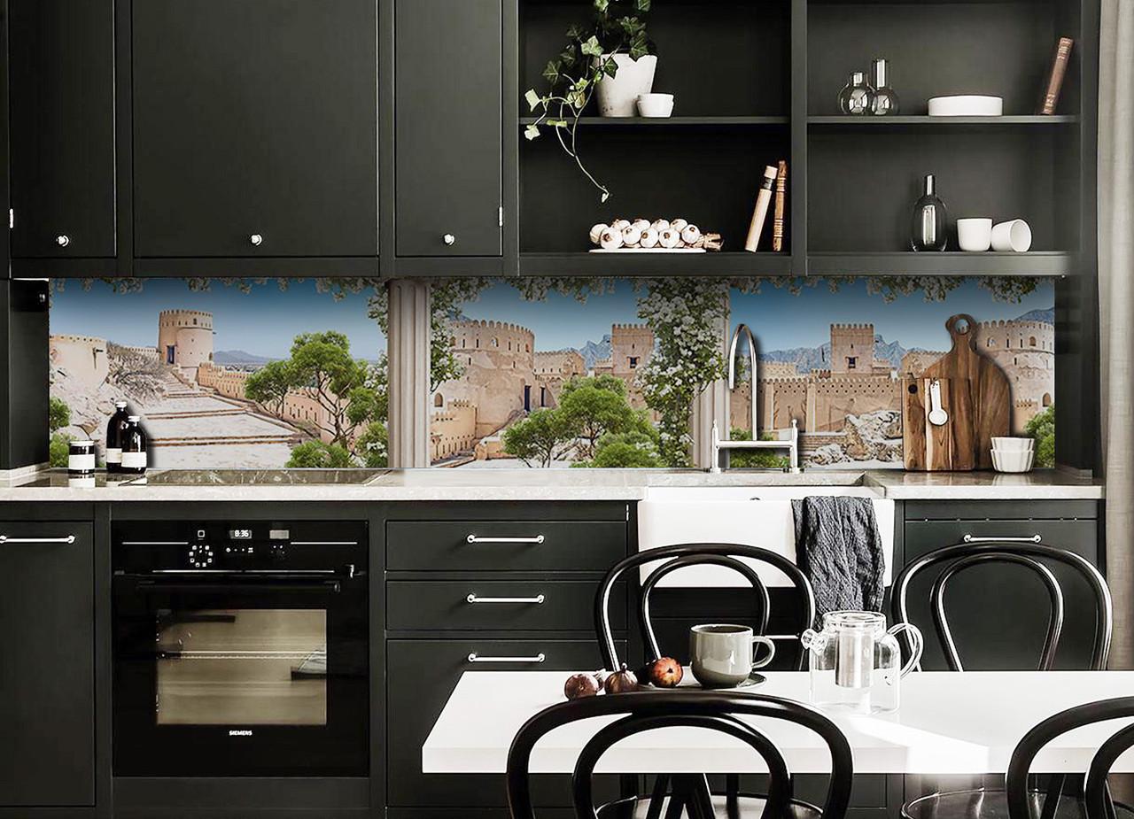 Кухонный фартук Замок в пустыне из самоклеющейся виниловой пленки 60х250 см Бежевый