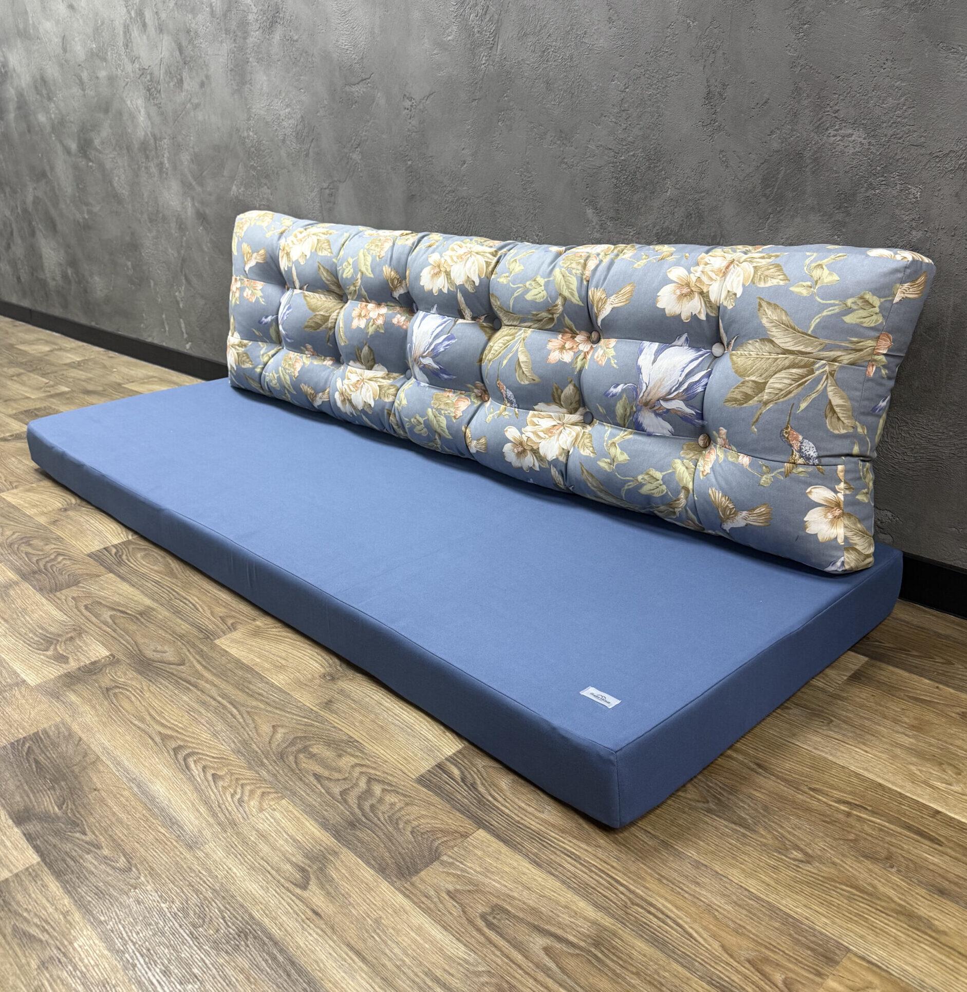 Комплект матрас со спинкой Comfort Home Colibri blue на поддоны/качели/каркасы/садовую мебель панама 120х60х40х5 см