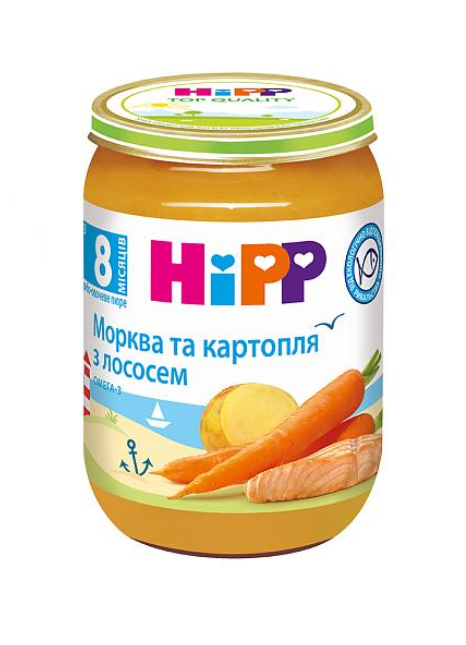Пюре Hipp Морковь и картофель с лососем от 8 месяцев 190 г