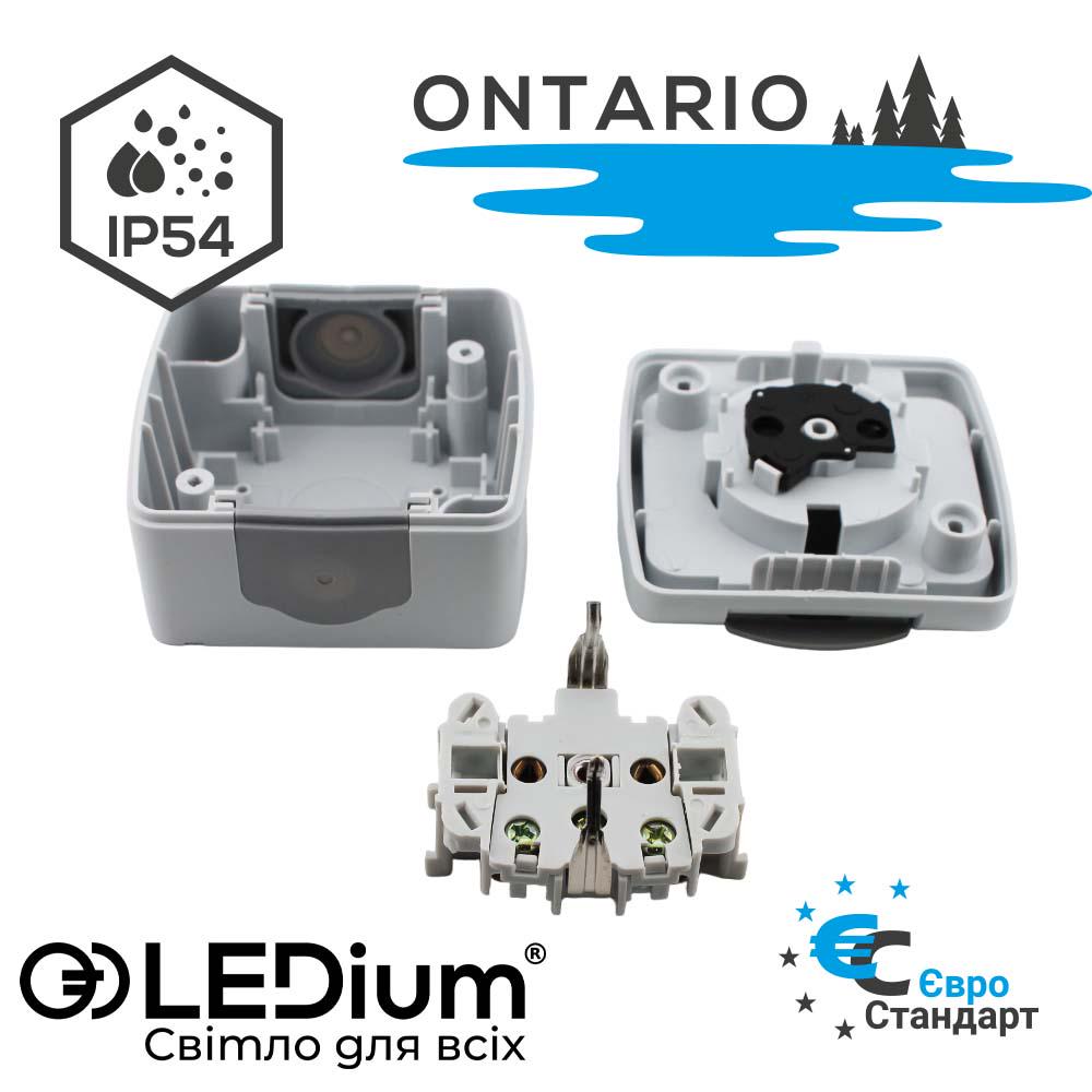 Розетка одномісна LEDium ONTARIO з заземленням IP54 (NR03) - фото 4 Розетка одномісна LEDium ONTARIO з заземленням IP54 (NR03) - фото 4