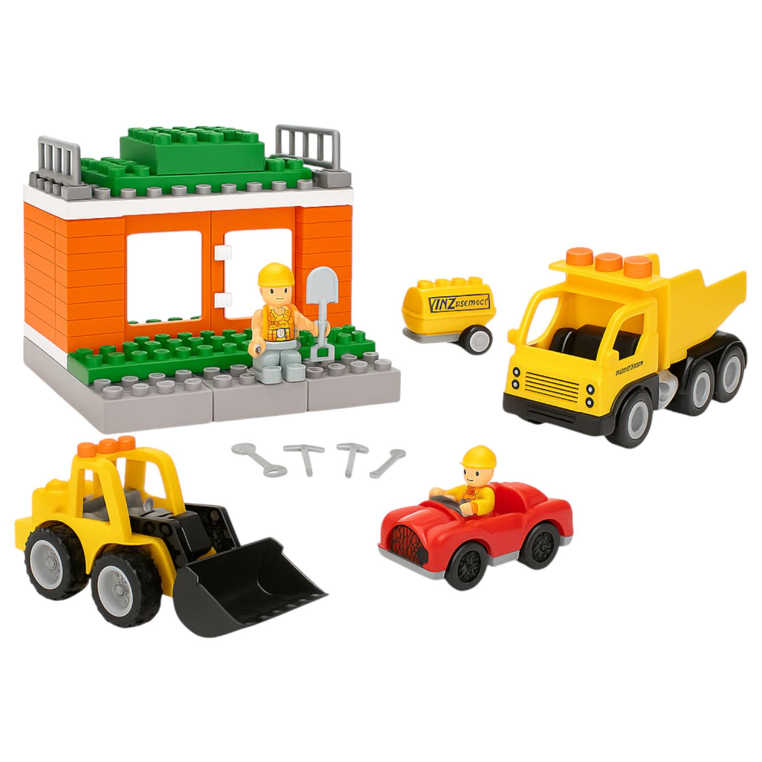 Конструктор дитячий Pilsan 03-614 Будівельний майданчик вантажівка/бульдозер/фігурки/огорожі (29114391) - фото 2