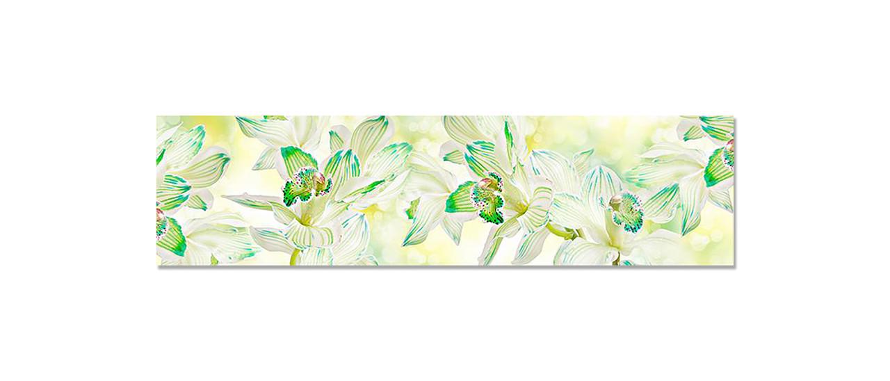 Кухонный фартук Необычные орхидеи из самоклеющейся виниловой пленки 65х250 см Зеленый Кухонный фартук Необычные орхидеи из самоклеющейся виниловой пленки 65х250 см Зеленый