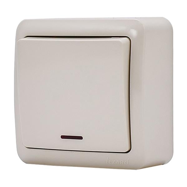 Выключатель Lezard Viola 1-клавишный с подсветкой Кремовый (7510300111)
