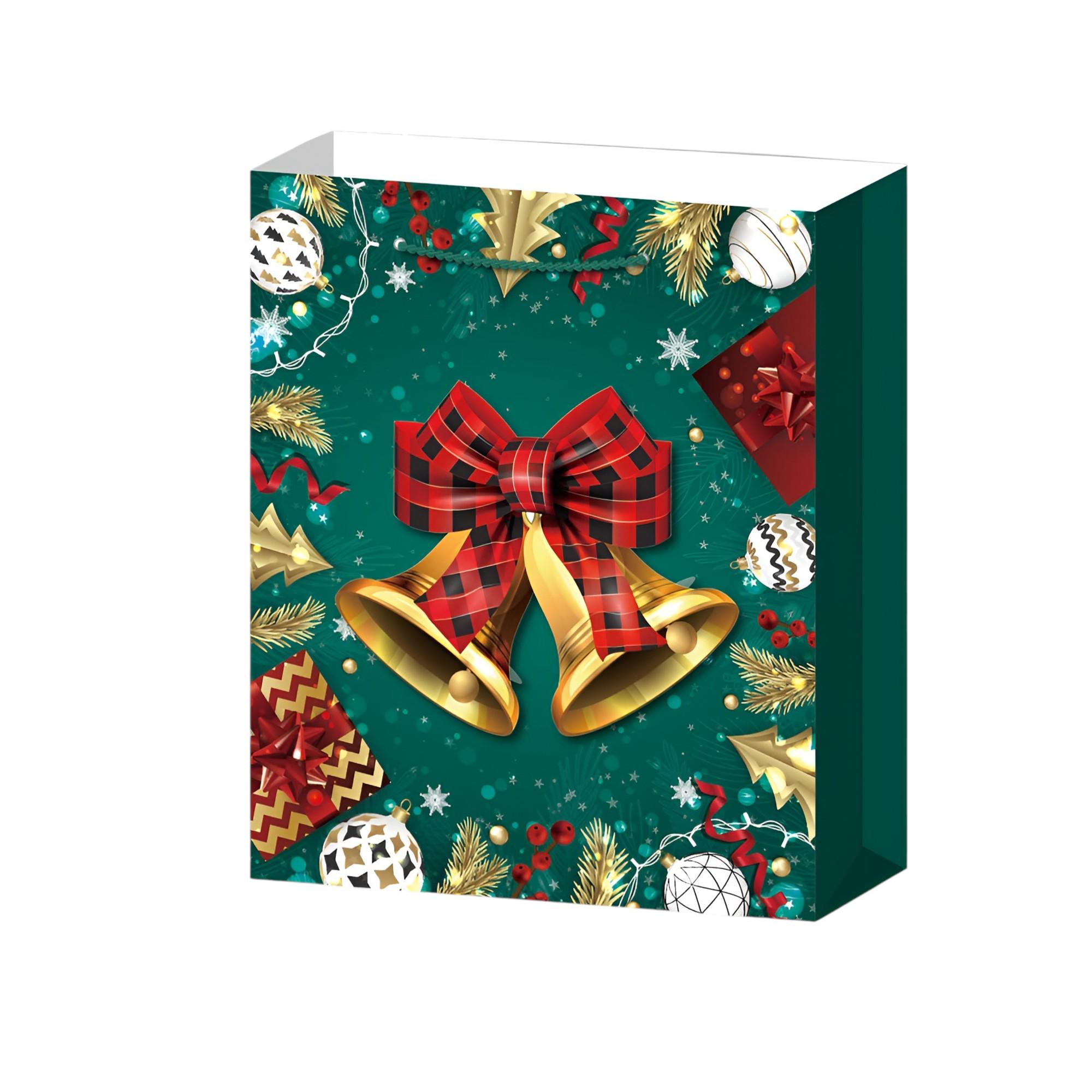 Подарунковий пакет Christmas decorations 3D 26х32х10 см Зелений (24460751)