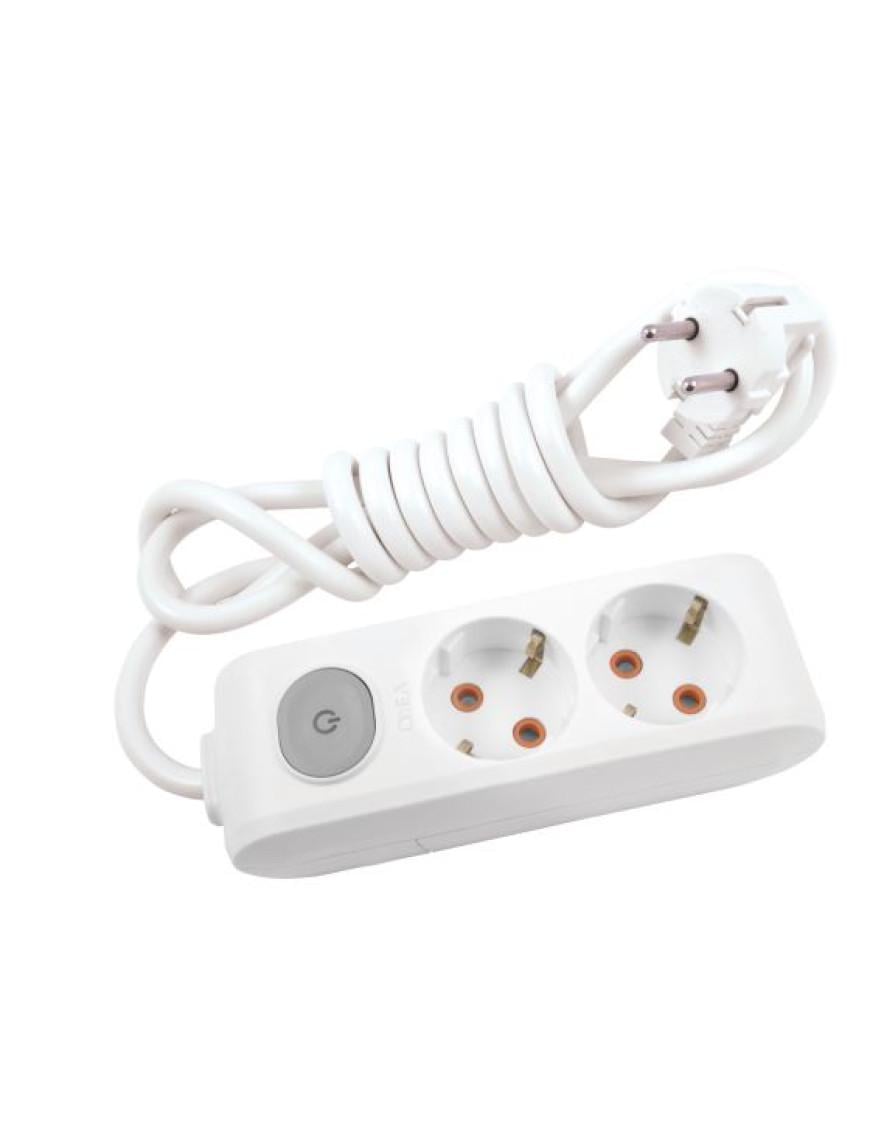 Удлинитель на 2 гнезда Viko Multi-Let с заземлением и кнопкой 5 м Белый (90112205)