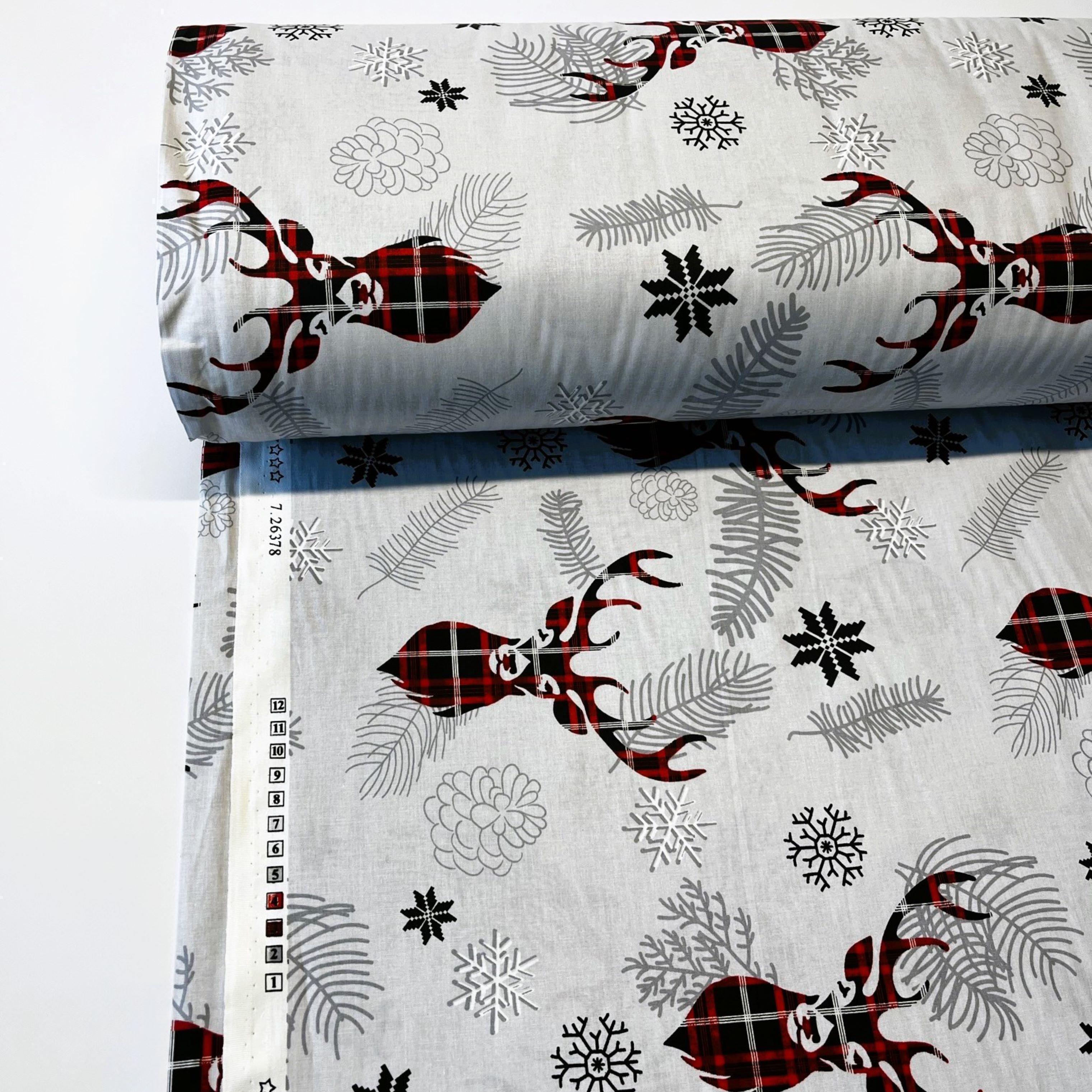 Ткань для постельного белья новогодний олень ранфорс 240 см (7/26378/2 02444)
