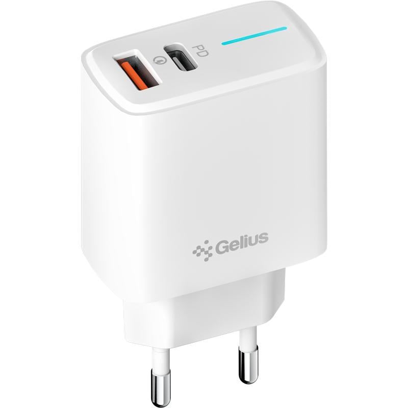 Зарядний пристрій мережевий Gelius Radiance GP-HC058 1Type-C+ 1USB-A PD/QC3,0/PPS/Super VOOC 25 W White (98305) - фото 2
