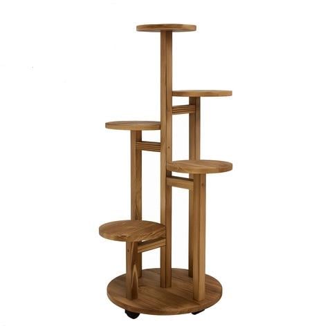 Подставка для цветов деревянная высокая на 6 уровней для 7 горшков.