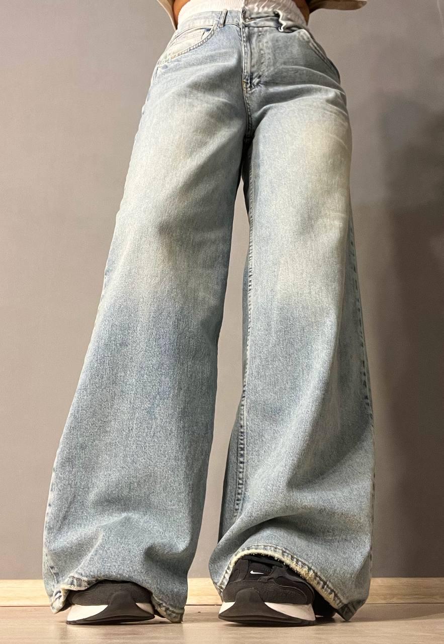 Джинси жіночі I8 162-76 PALAZZO BOXER резинка на талії широкі від стегна р. 27 Білий/Блакитний з зеленим (1957) - фото 6 Джинси жіночі I8 162-76 PALAZZO BOXER резинка на талії широкі від стегна р. 27 Білий/Блакитний з зеленим (1957) - фото 6