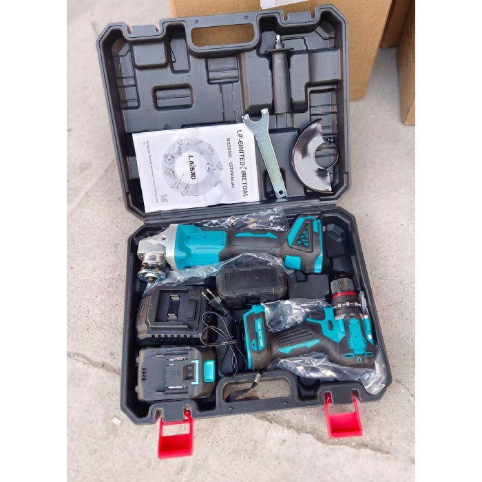 Набор инструментов аккумуляторный ударный шуруповерт/болгарка с 2 аккумуляторами 48V Зеленый (KAR38) Набор инструментов аккумуляторный ударный шуруповерт/болгарка с 2 аккумуляторами 48V Зеленый (KAR38)