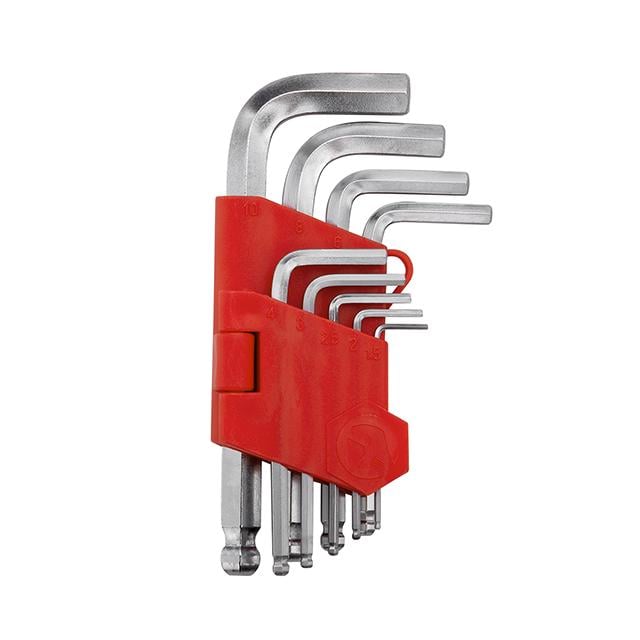 Набір ключів Intertool Г-подібних шестигранних з шаровим наконечником 9 од. 1,5-10 мм CrV 55 HRC Small (HT-0605)