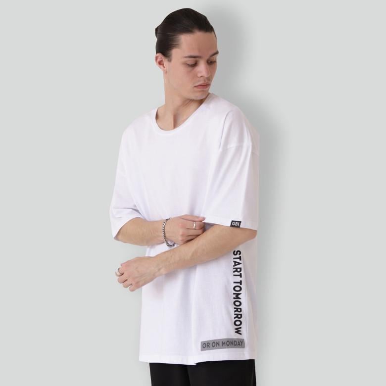 Футболка мужская GBI Start tomorrow оверсайз лонг XXL-XXXL Белый (14042)