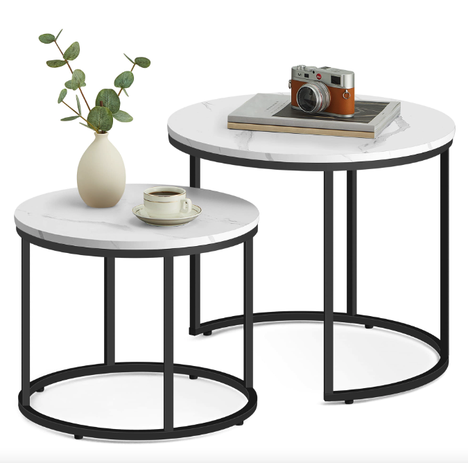 Комплект журнальных столиков Leobert Oreo круглый Мраморный (4348) - фото 5