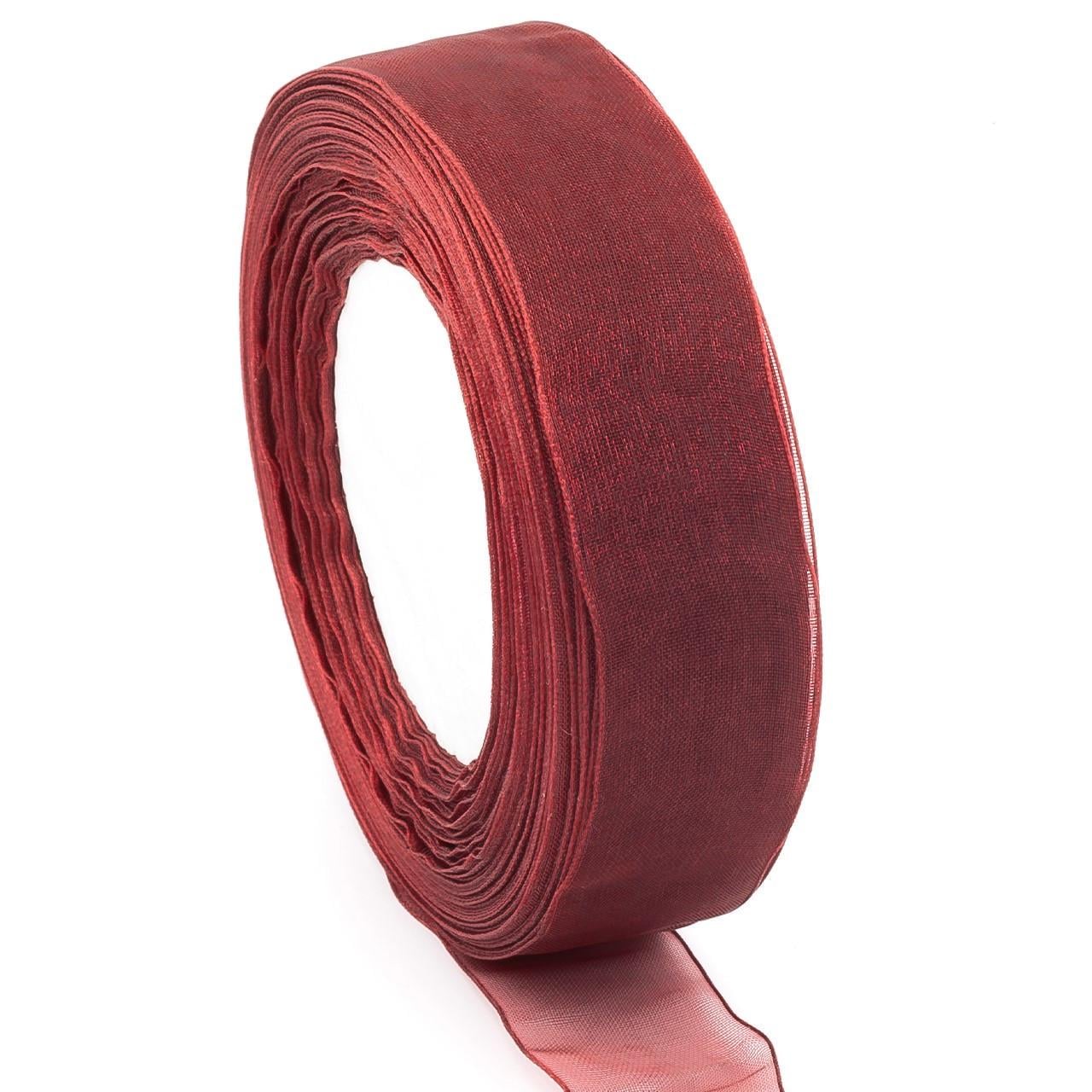 Лента органза 4 см 1 рулон 45 м Бордовый (ЛТ0040о37)