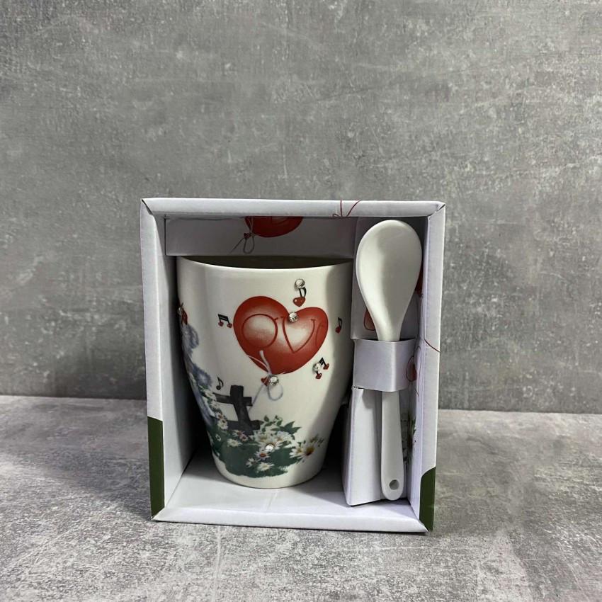 Чашка S&T 2064-4 с ложкой со стразами 300 мл