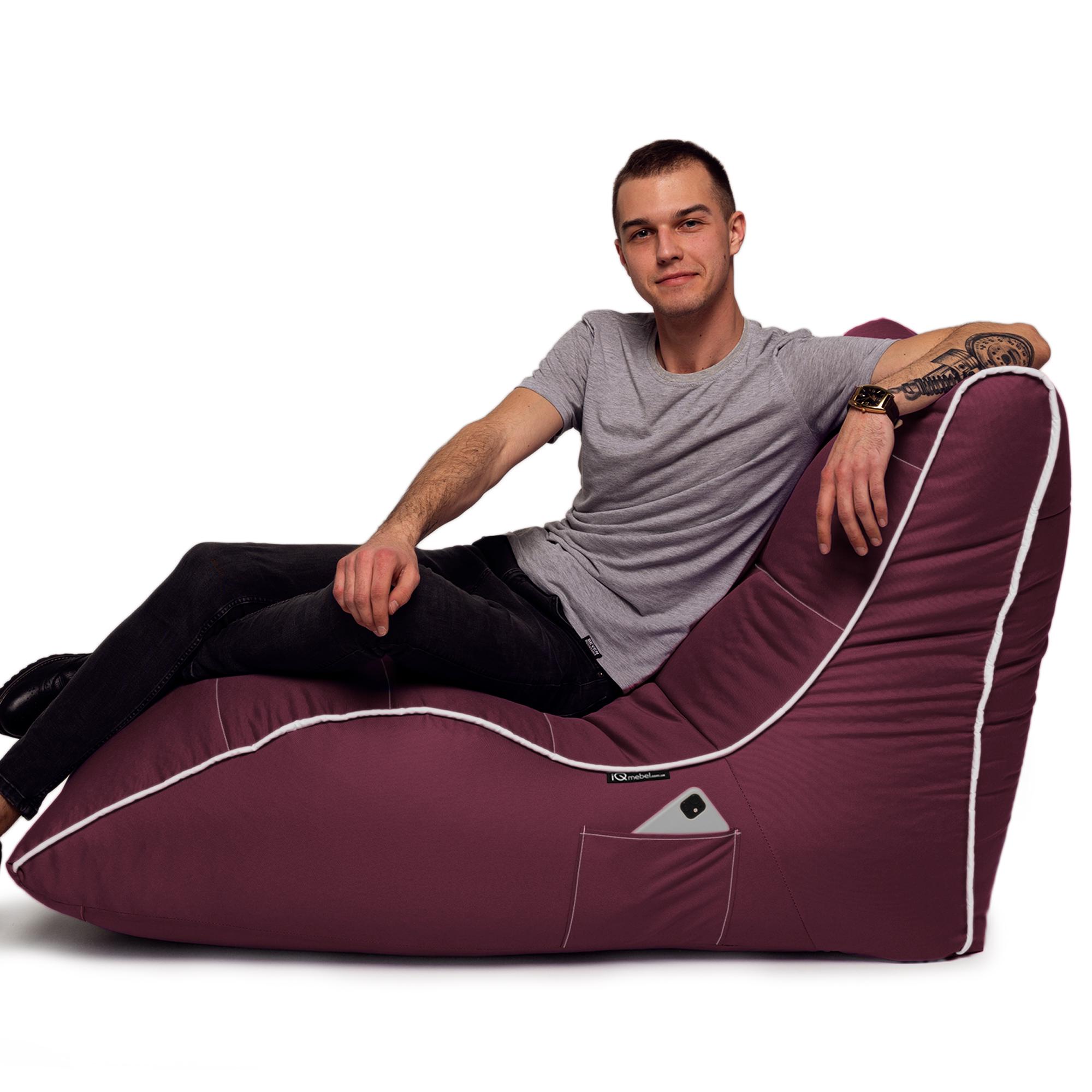 Кресло-мешок iQmebel Лежак 80х125 см оксфорд Бордовый - фото 7