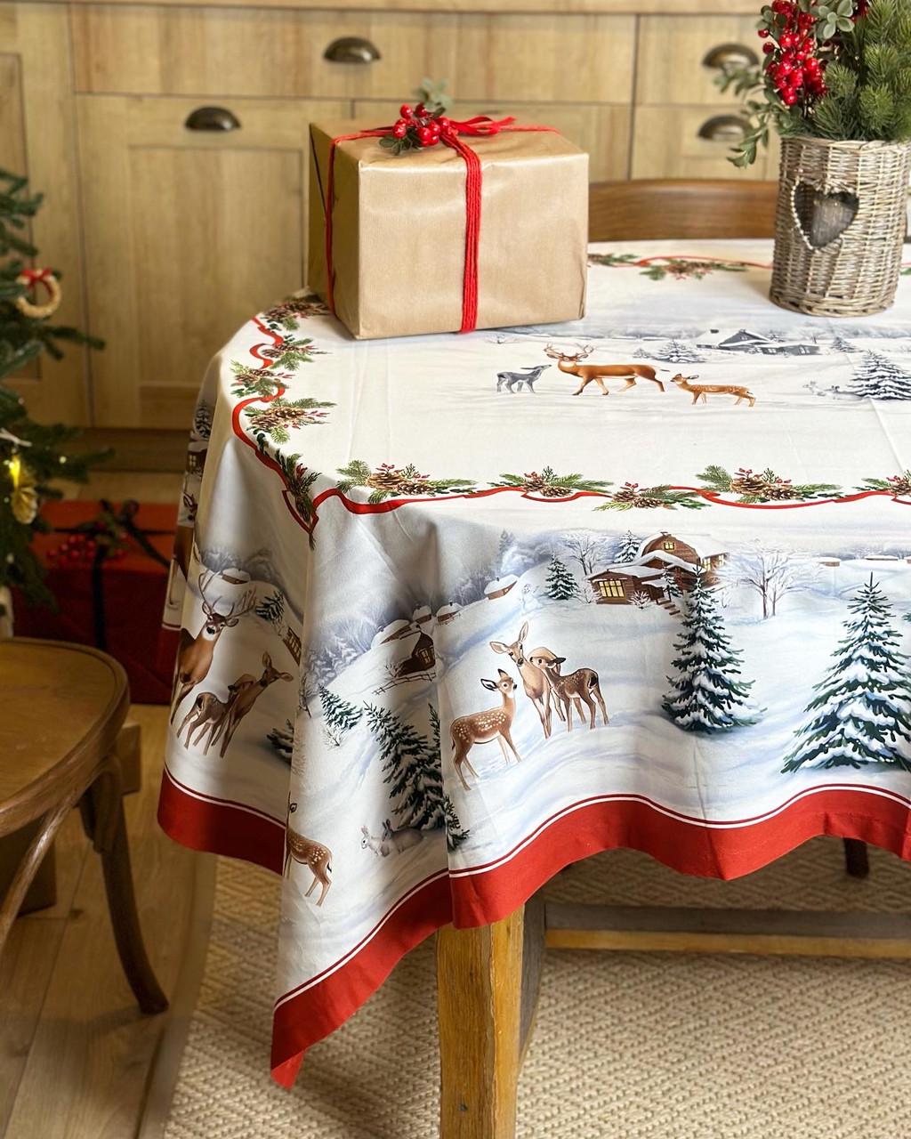 Скатертина новорічна Казка WSI бавовняна із захисним покриттям 145х235 см (1726-0212)