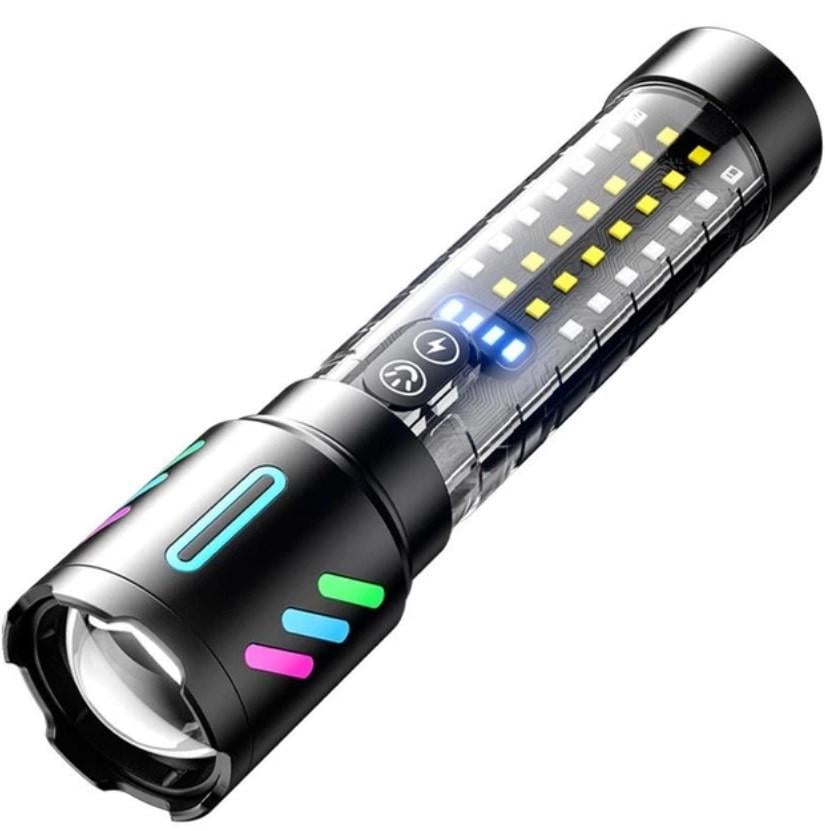 Фонарь ручной аккумуляторный Coba CB-519D светодиодный 5 режимов с индикатором заряда Черный (2927095505)