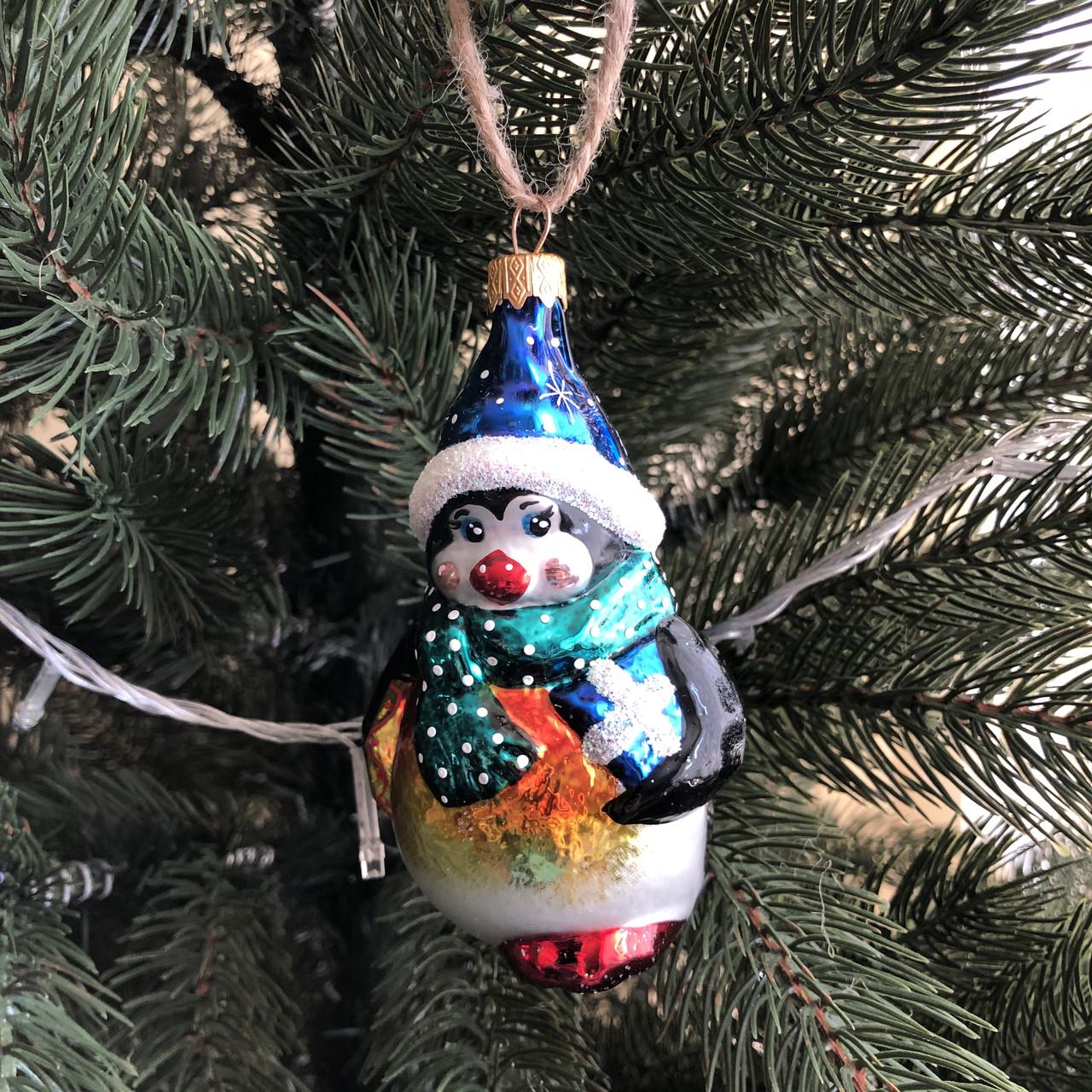 Игрушка елочная Пингвин стеклянная