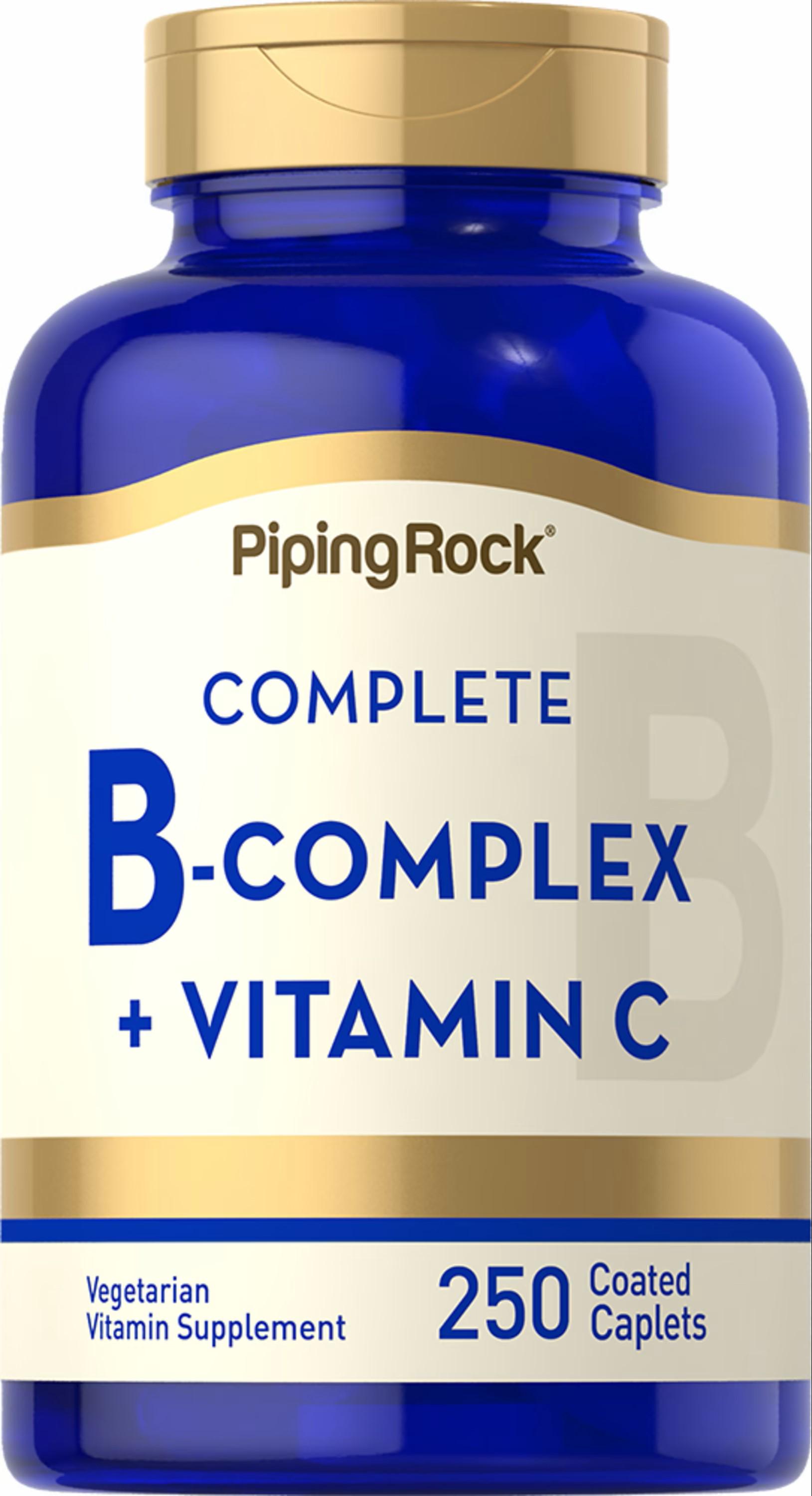 Комплекс витаминов группы В Piping Rock B-Complex plus Vitamin C 250 Coated Caplets
