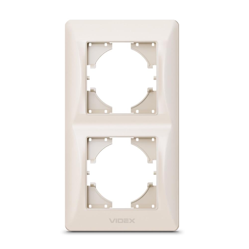 Рамка Videx Binera на 2 места вертикальная Кремовый
