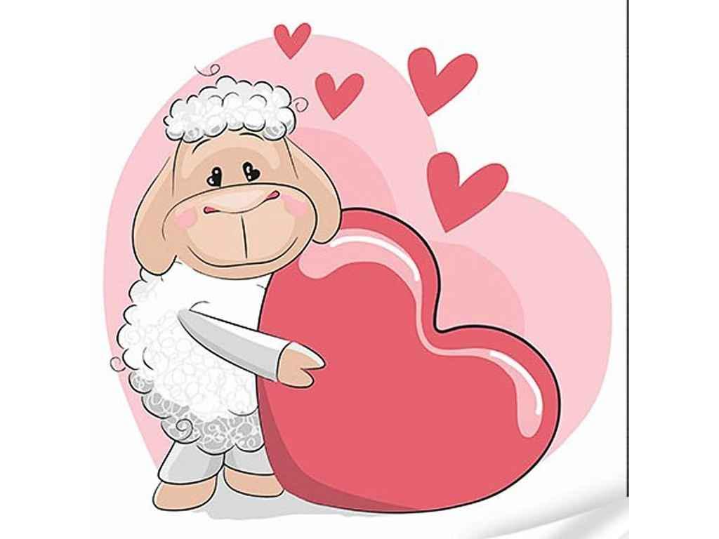 Картина по номерам Strateg Овца с сердцем 30х30 см (ES-0868)