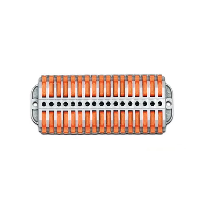 Клемма проходная Tactix 0,08-4 мм2 32А 17х1-17х1 одинарная 41,5х100,8х14,8 мм рычаг крепеж 3,1 мм Оранжевый (223-17P)