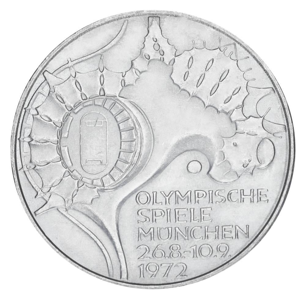 Коллекционная монета Германия 10 марок 1972 F-VF Олимпиада Мюнхен'72 Стадион (15389085)