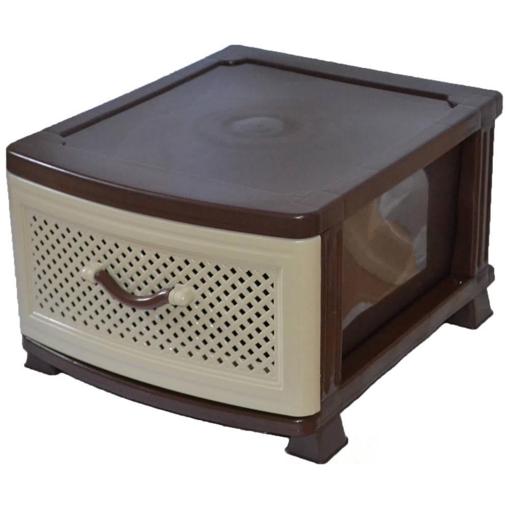 Комод пластиковый для хранения Effe на 1 яруса с ящиками и ручками Коричнево-бежевый (147-46-10056) Комод пластиковый для хранения Effe на 1 яруса с ящиками и ручками Коричнево-бежевый (147-46-10056)