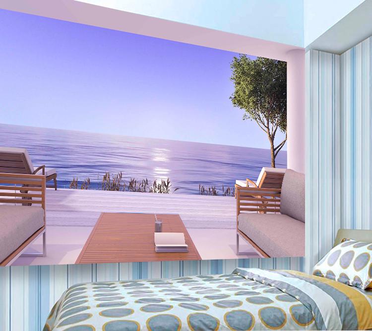 Фотошпалери, що миються флізелінові для спальні/зали/кухні Тераса з видом на море