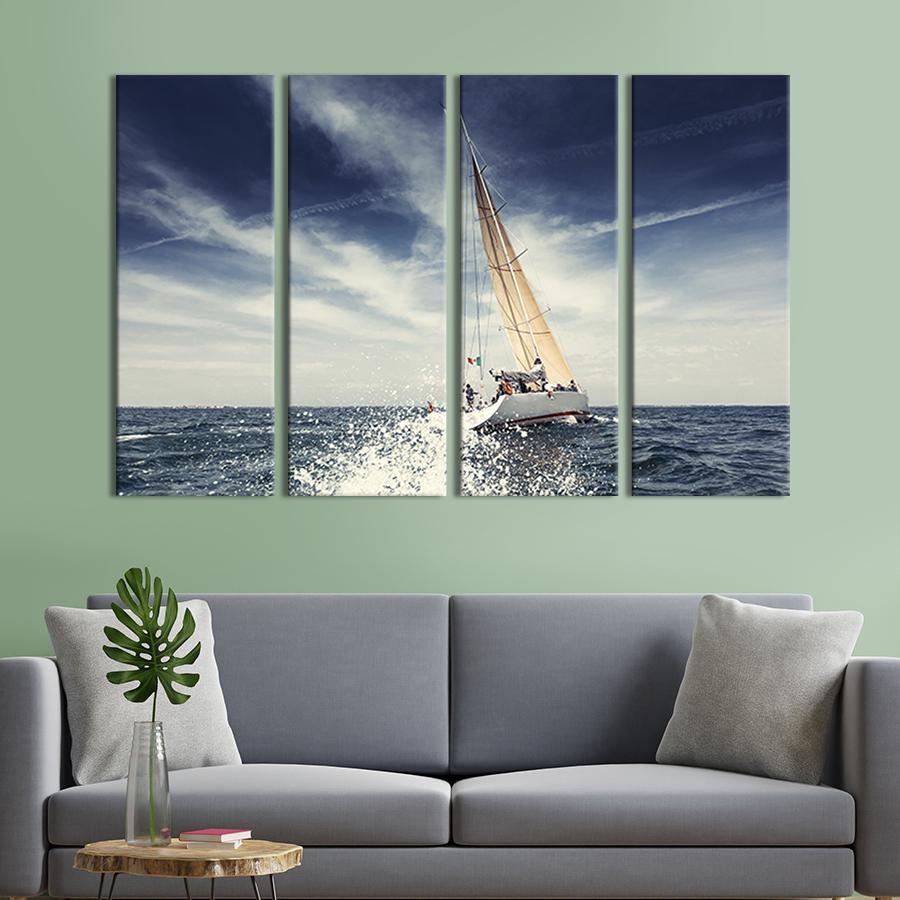 Картина модульная из 4 частей Парусная белая яхта XL 209x133 см (419-41)