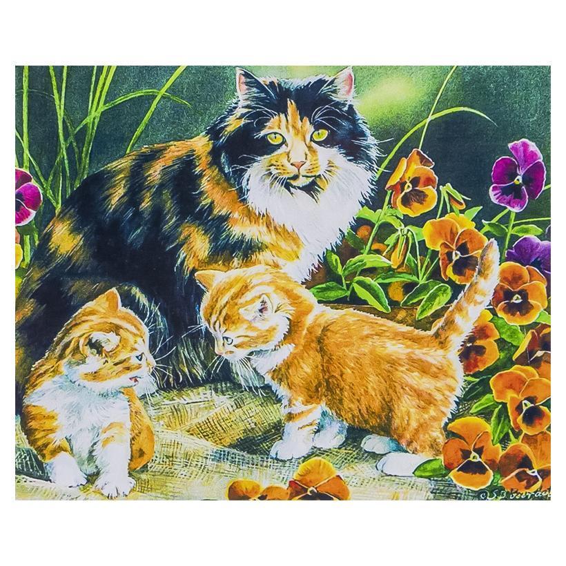 Алмазная мозаика Кошки играют природа 5D полная на подрамнике 30х40 см (GLD62228)