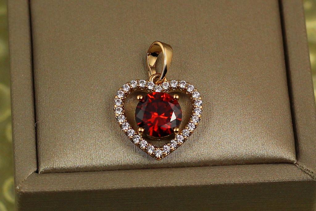 Кулон Xuping Jewelry Обідок серце з червоним каменем 1,5 см Золотистий (2177149930)